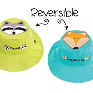 FlapJackKids Reversible Kids Sun Hat - Raccon/Fox